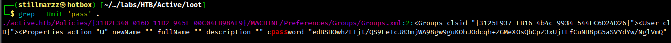 Finding cpassword in Groups.xml