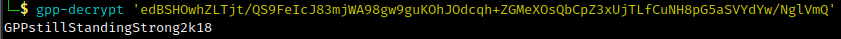 Decrypting GPP cpassword with gpp-decrypt