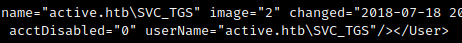 Username found in Groups.xml