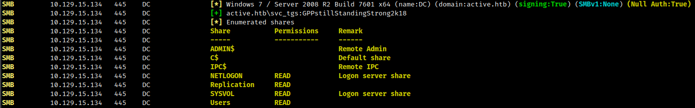 NetExec share enumeration as svc_tgs