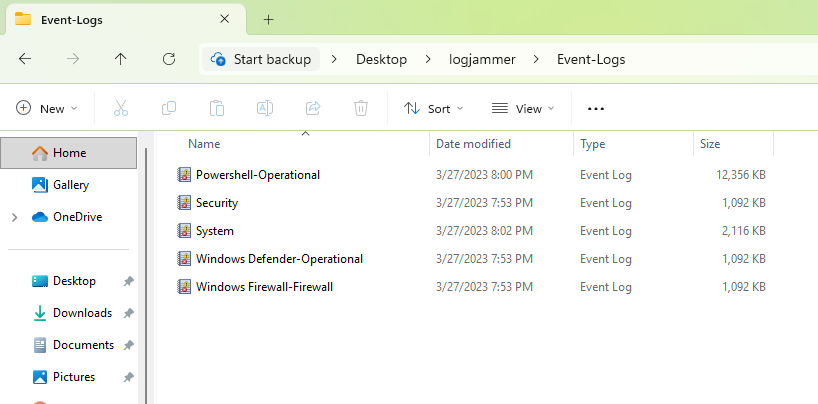 Provided event log files