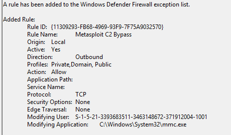 Metasploit C2 Bypass firewall rule
