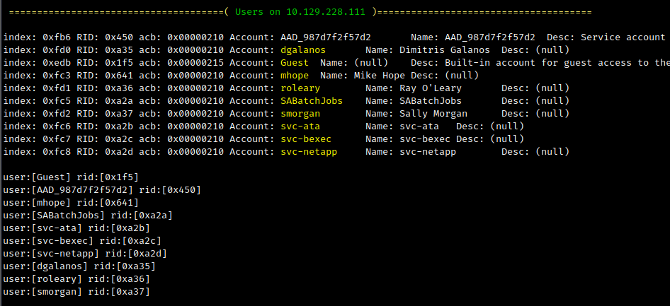 enum4linux enumeration