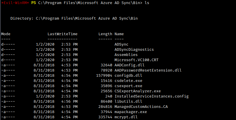 Azure AD Connect installation directory