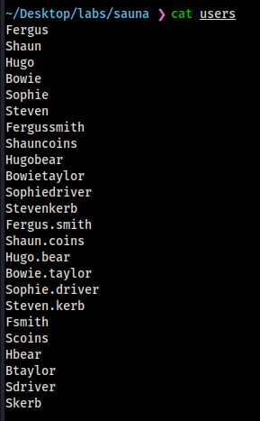 Generated username list based on exposed employee names